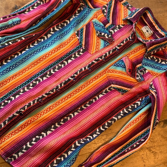 Crazy Train Multicolor Striped Snap Close Western Shirt - Picture 6 of 16